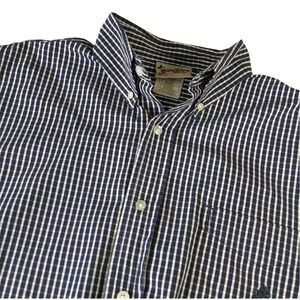 Walt Disney World Shirt Mens Large Gingham Button Down Mickey Mouse Blue SS